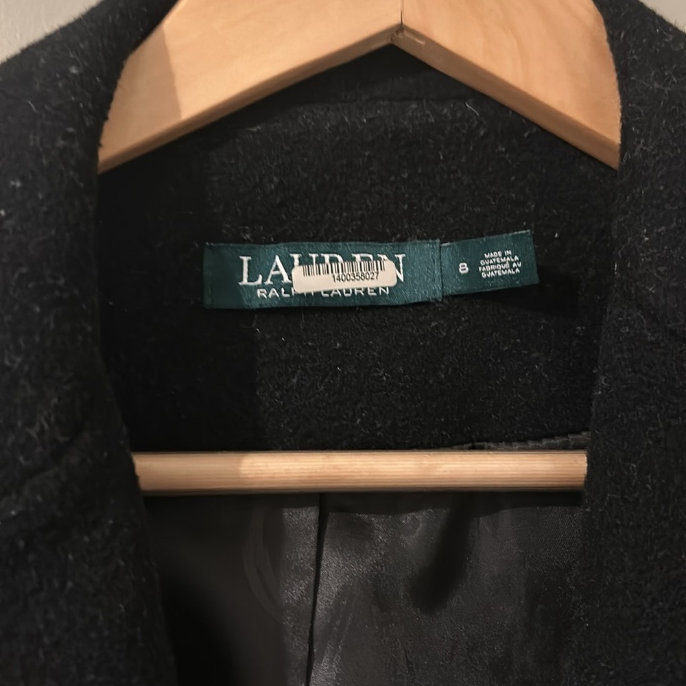 Lauren Ralph Lauren Black Wool Blend Trench Coat - Picture 4 of 6